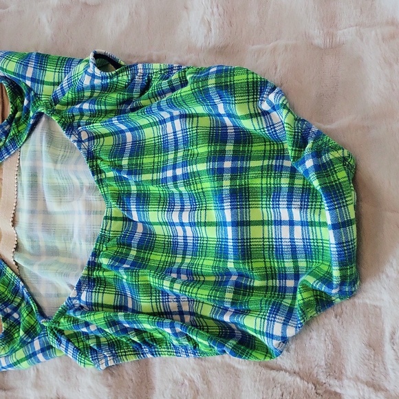 Vintage 70s Look Adorable Plaids One-Piece Swimsuit - SOFT - Picture 7 of 12